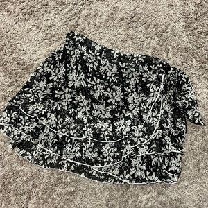 Lulu’s Floral Ruffled Faux-Wrap Mini Skirt